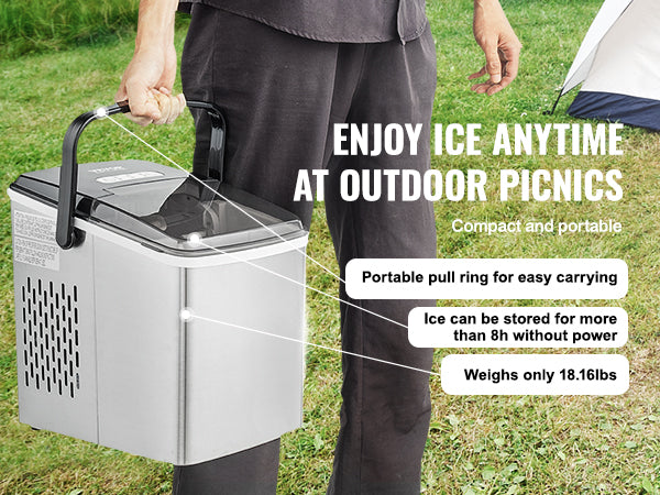 This Countertop Ice Maker, 9 Cubes Ready in 7 Mins, 26lbs in 24Hrs, Self-Cleaning Portable Ice Maker with Ice Scoop and Basket, Stainless Steel Ice Machine with 2 Size Bullet Ice for Home Kitchen Bar