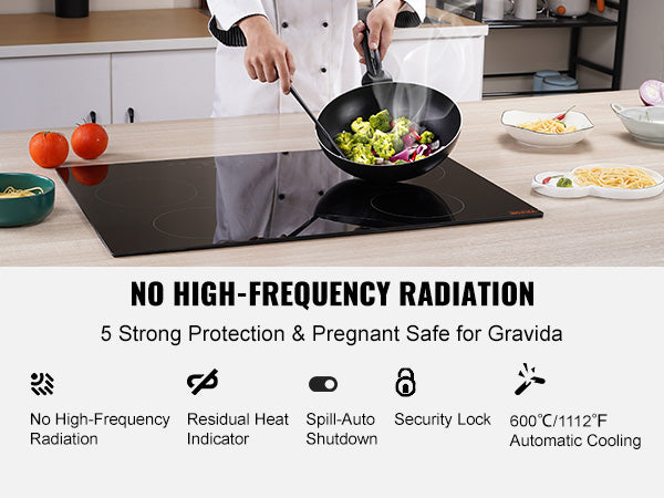 This Built in Electric Stove Top, 30.3 x 20.5 inch 4 Burners, 240V Glass Radiant Cooktop with Sensor Touch Control, Timer & Child Lock Included, 9 Power Levels for Simmer Steam Slow Cook Fry
