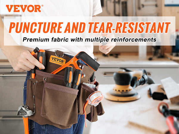 This 13 Pockets Tool Belt, Adjusts from 29 Inches to 54 Inches, Leather Heavy Duty Tool Pouch Bag with Dual Hammer Loops, Tool Bag for Electrician, Carpenter, Handyman, Construction, Framer, Brown