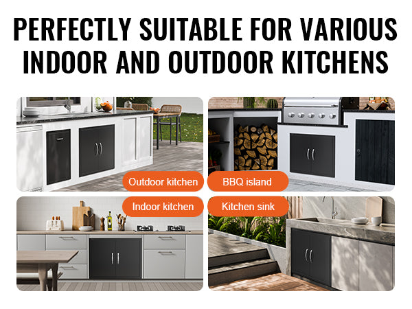 This BBQ Access Door, 31W x 24H Inch Double Outdoor Kitchen Door, Cold Plate Flush Mount Door, Wall Vertical Door with Handles, for BBQ Island, Grilling Station, Outside Cabinet