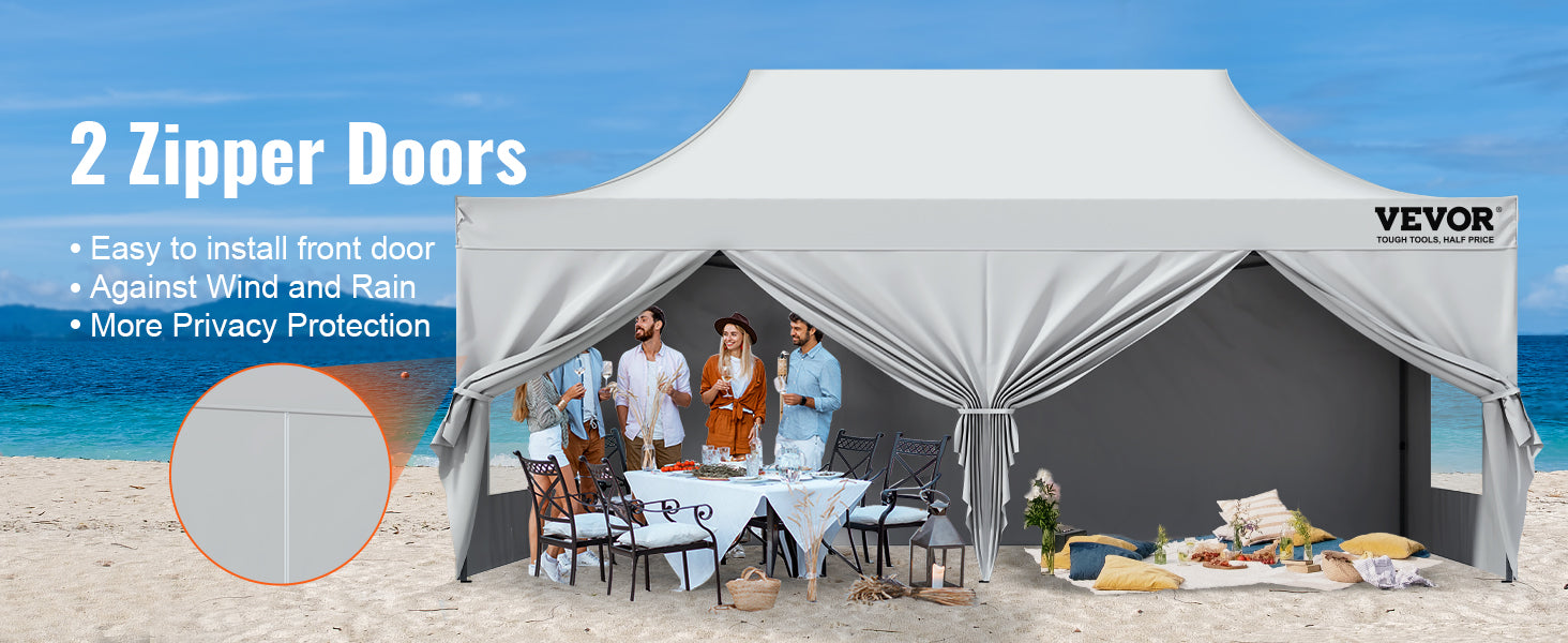 This 10x20 FT Pop up Canopy with Removable Sidewalls, Instant Canopies Portable Gazebo & Wheeled Bag, UV Resistant Waterproof, Enclosed Canopy Tent for Outdoor Events, Patio, Backyard, Party, Parking
