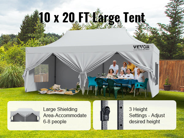 This 10x20 FT Pop up Canopy with Removable Sidewalls, Instant Canopies Portable Gazebo & Wheeled Bag, UV Resistant Waterproof, Enclosed Canopy Tent for Outdoor Events, Patio, Backyard, Party, Parking