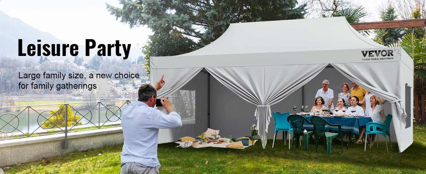 This 10x20 FT Pop up Canopy with Removable Sidewalls, Instant Canopies Portable Gazebo & Wheeled Bag, UV Resistant Waterproof, Enclosed Canopy Tent for Outdoor Events, Patio, Backyard, Party, Parking