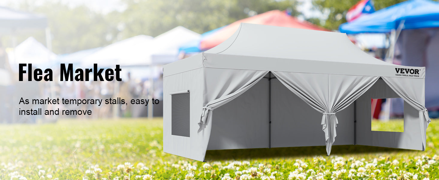 This 10x20 FT Pop up Canopy with Removable Sidewalls, Instant Canopies Portable Gazebo & Wheeled Bag, UV Resistant Waterproof, Enclosed Canopy Tent for Outdoor Events, Patio, Backyard, Party, Parking