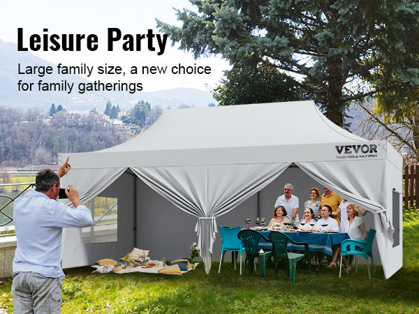 This 10x20 FT Pop up Canopy with Removable Sidewalls, Instant Canopies Portable Gazebo & Wheeled Bag, UV Resistant Waterproof, Enclosed Canopy Tent for Outdoor Events, Patio, Backyard, Party, Parking