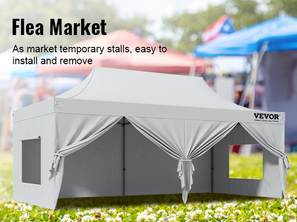 This 10x20 FT Pop up Canopy with Removable Sidewalls, Instant Canopies Portable Gazebo & Wheeled Bag, UV Resistant Waterproof, Enclosed Canopy Tent for Outdoor Events, Patio, Backyard, Party, Parking