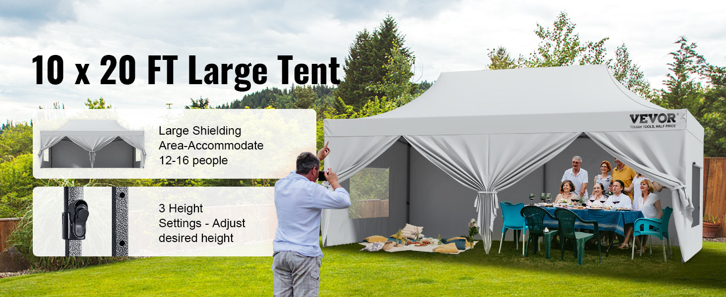 This 10x20 FT Pop up Canopy with Removable Sidewalls, Instant Canopies Portable Gazebo & Wheeled Bag, UV Resistant Waterproof, Enclosed Canopy Tent for Outdoor Events, Patio, Backyard, Party, Parking