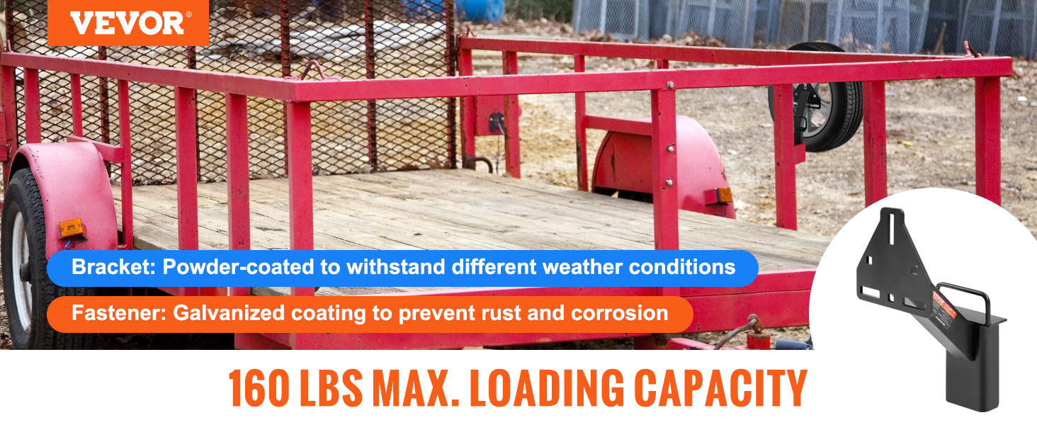 This Spare Tire Carrier, Trailer Spare Tire Mount, 160 lbs Capacity, Utility Trailer Accessories Fits Most 4 & 5 & 6 & 8 Lugs Wheels on 4