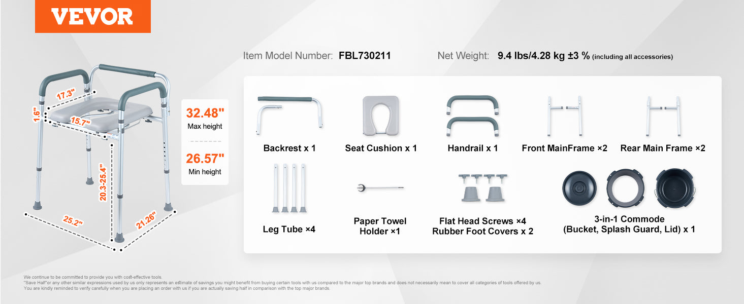 This Commode Chair, Bedside Commode with Padded Seat and Arms, 7-Level Adjustable Height, 5.8L Removable Bucket, Easy to Assemble, 350 LBS Capacity, Raised Toilet Seat for Adults Seniors
