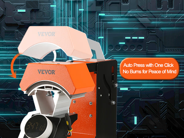 This 3-in-1 Auto Hat Heat Press with 3pcs Interchangeable Platens(6.6