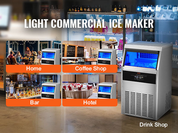 This Commercial Ice Maker, 110lbs/24H, Ice Maker Machine, 60 Ice Cubes in 12-15 Minutes, Freestanding Cabinet Ice Maker with 33lbs Storage Capacity LED Digital Display, for Bar Home Office Restaurant