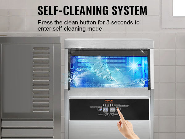 This Commercial Ice Maker, 110lbs/24H, Ice Maker Machine, 60 Ice Cubes in 12-15 Minutes, Freestanding Cabinet Ice Maker with 33lbs Storage Capacity LED Digital Display, for Bar Home Office Restaurant
