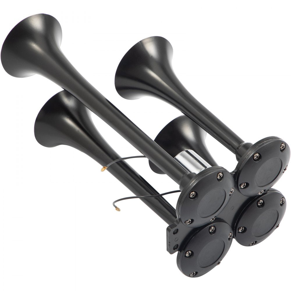 ODDTOOLS 150DB Train Horns Kit for Trucks Super Loud with 120 PSI 12V Air Compressor 4 Trumpet Air Horn Compressor Tank For Any Vehicle Trucks Car Jeep Or SUV (Black) 0.8 Gal/3L