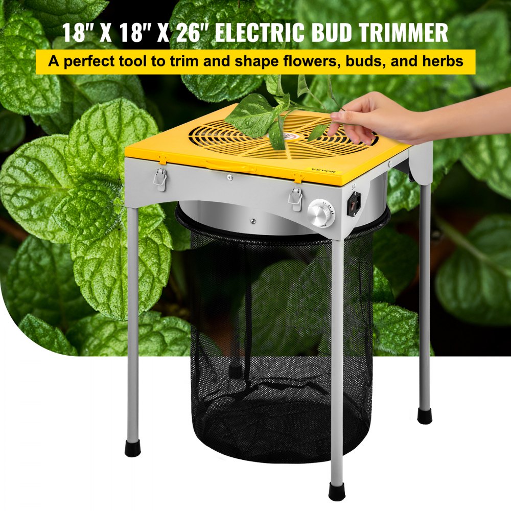 ODDTOOLS Bud Leaf Trimmer, 18 inch Adjustable 3 Speed, Electric Hydroponic Dry or Wet Plant Trimming Machine with Sharp Stainless Steel Blades, Twisted Spin Cut for Flowers, Leaves, Herbs, Yellow
