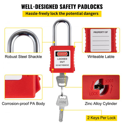 ODDTOOLS 42 PCS Lockout Tagout Kits, Electrical Safety Loto Kit Includes Padlocks, 5 Kinds of Lockouts, Hasps, Tags & Ties, Box, Lockout Safety Tools for Electrical Risk Removal in Industrial, Machinery