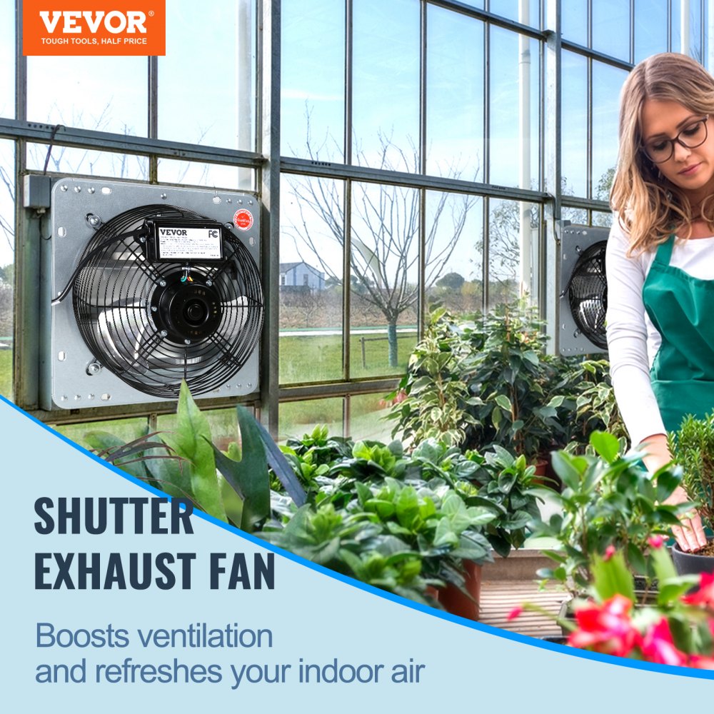 ODDTOOLS 24'' Shutter Exhaust Fan, High-speed 3320 CFM, Aluminum Wall Mount Attic Fan with AC-motor, Ventilation and Cooling for Greenhouses, Garages, Sheds, Shops, FCC