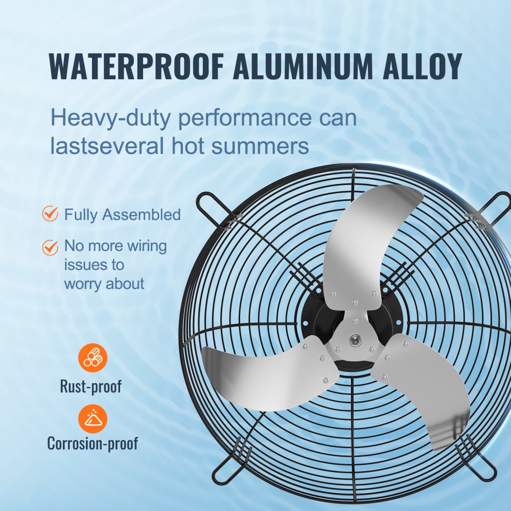 ODDTOOLS 24'' Shutter Exhaust Fan, High-speed 3320 CFM, Aluminum Wall Mount Attic Fan with AC-motor, Ventilation and Cooling for Greenhouses, Garages, Sheds, Shops, FCC