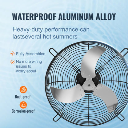ODDTOOLS 24'' Shutter Exhaust Fan, High-speed 3320 CFM, Aluminum Wall Mount Attic Fan with AC-motor, Ventilation and Cooling for Greenhouses, Garages, Sheds, Shops, FCC