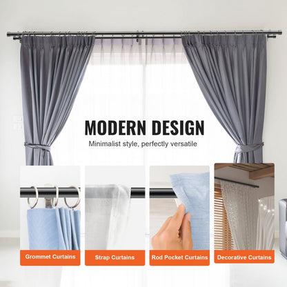 ODDTOOLS 1 Inch Double Curtain Rods 36 to 72 Inches(3-6ft), Drapery Rods for Windows 24 to 68 Inches, Telescoping Dual Curtain Rod with Round Finials, Black