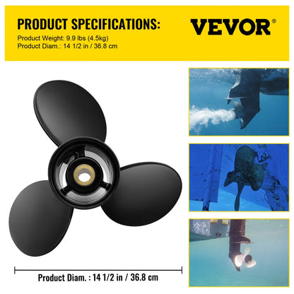 ODDTOOLS Outboard Propeller, Replace for OEM 3817468, 3-Blade 14 1/2" x 19" Pitch Aluminium Boat Propeller, Compatible with Volvo Penta SX Drive All Models, w/ 19 Tooth Splines, RH