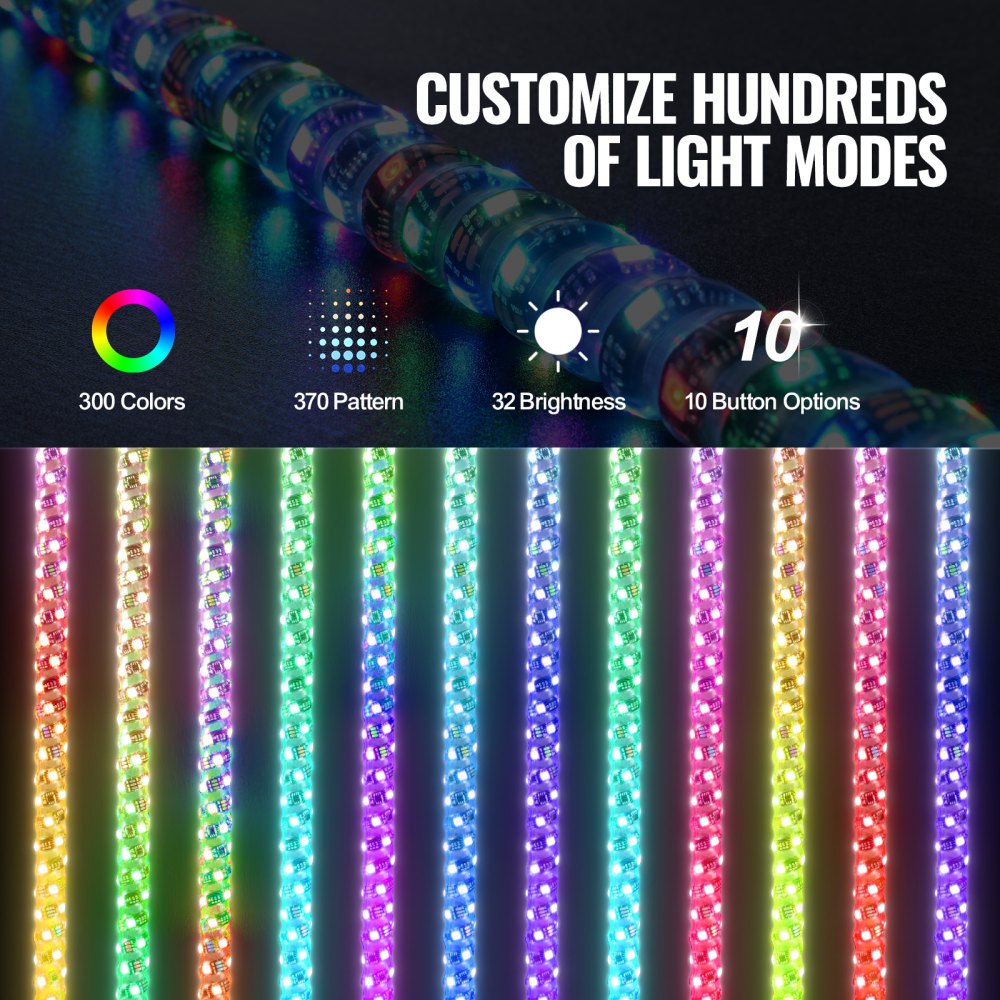 ODDTOOLS 1 PC 3 FT Whip Light, APP & RF Remote Control Led Whip Light, Waterproof 360° Spiral RGB Chasing Lighted Whips with 2 Flags, for UTVs, ATVs, Motorcycles, RZR, Can-am, Trucks, Off-road, Go-karts