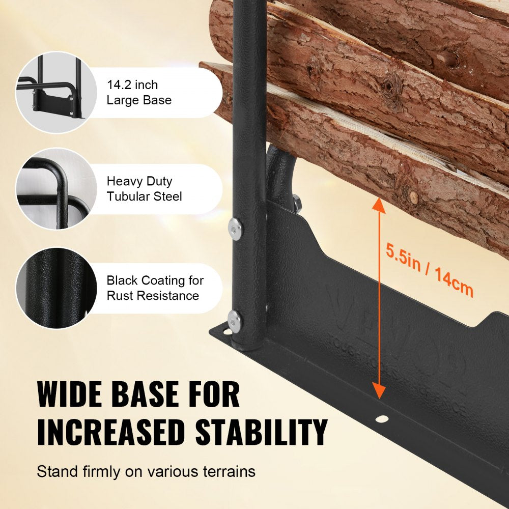 ODDTOOLS 8.5FT Outdoor Firewood Rack with Cover, 102x14.2x46.1 in, Heavy Duty Firewood Holder & 600D Oxford Waterproof Cover for Fireplace, Patio, Indoor/Outdoor Log Storage Rack for 1/2 Cord of Firewood