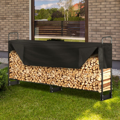 ODDTOOLS 8.5FT Outdoor Firewood Rack with Cover, 102x14.2x46.1 in, Heavy Duty Firewood Holder & 600D Oxford Waterproof Cover for Fireplace, Patio, Indoor/Outdoor Log Storage Rack for 1/2 Cord of Firewood