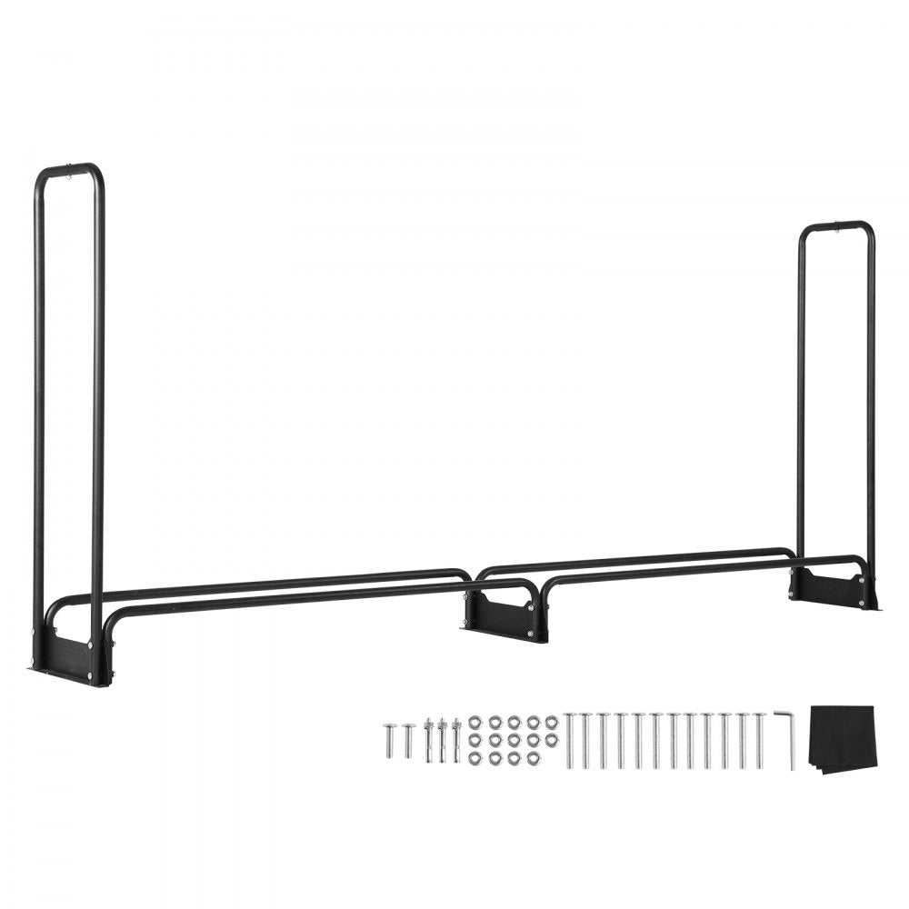 ODDTOOLS 8.5FT Outdoor Firewood Rack with Cover, 102x14.2x46.1 in, Heavy Duty Firewood Holder & 600D Oxford Waterproof Cover for Fireplace, Patio, Indoor/Outdoor Log Storage Rack for 1/2 Cord of Firewood