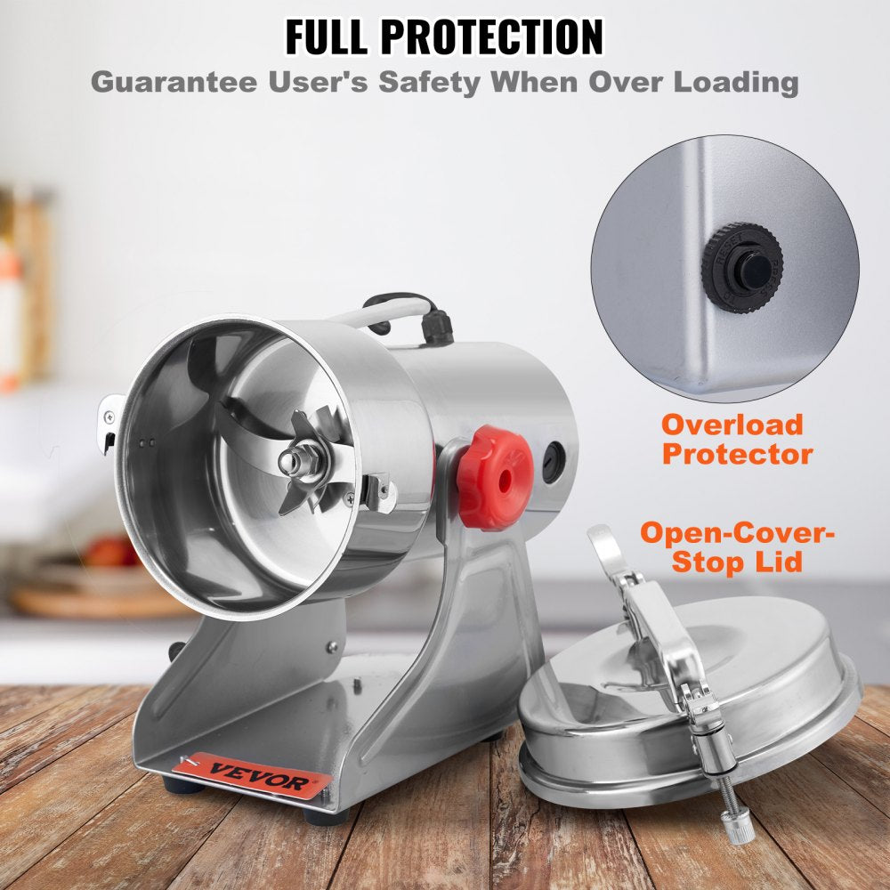 ODDTOOLS 700g Electric Grain Mill Grinder, High Speed 2500W Commercial Spice Grinders, Stainless Steel Pulverizer Powder Machine, for Dry Herbs Grains Spices Cereals Coffee Corn Pepper, Swing Type