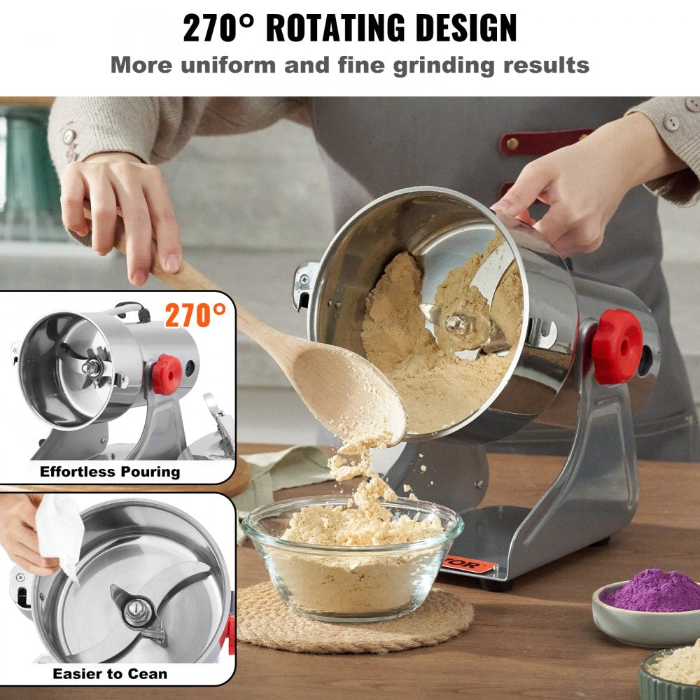 ODDTOOLS 700g Electric Grain Mill Grinder, High Speed 2500W Commercial Spice Grinders, Stainless Steel Pulverizer Powder Machine, for Dry Herbs Grains Spices Cereals Coffee Corn Pepper, Swing Type