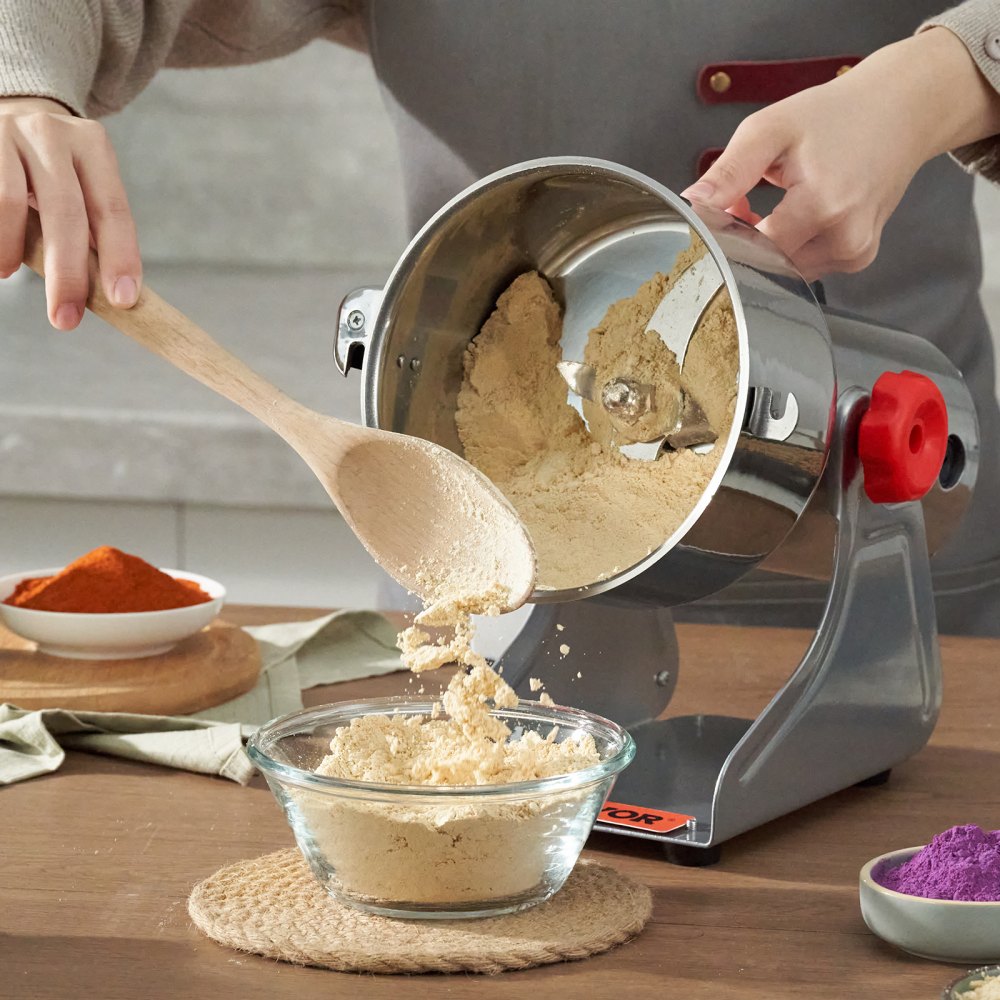 ODDTOOLS 700g Electric Grain Mill Grinder, High Speed 2500W Commercial Spice Grinders, Stainless Steel Pulverizer Powder Machine, for Dry Herbs Grains Spices Cereals Coffee Corn Pepper, Swing Type