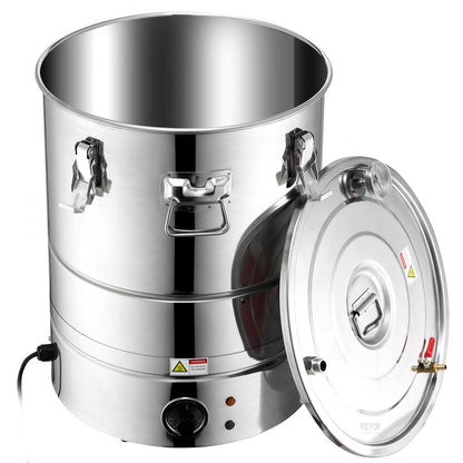 ODDTOOLS Alcohol Still, 15 Gal 50L Water Alcohol Distiller, Home Distillery Kit include Stainless Steel Tube & Pump & One-way Exhaust Valve & Thermometer (30-120℃ ) for DIY Whisky Wine Brandy, Silver