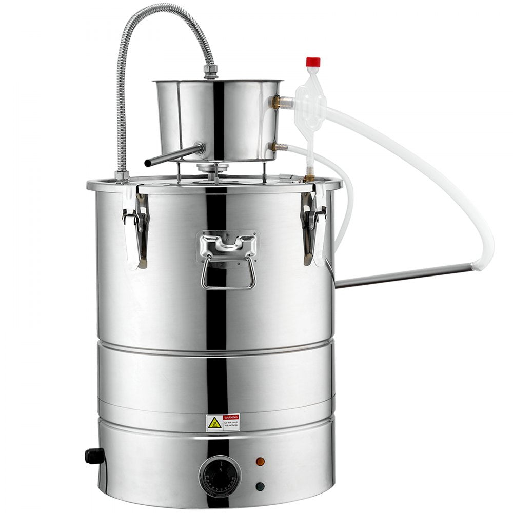 ODDTOOLS Alcohol Still, 15 Gal 50L Water Alcohol Distiller, Home Distillery Kit include Stainless Steel Tube & Pump & One-way Exhaust Valve & Thermometer (30-120℃ ) for DIY Whisky Wine Brandy, Silver