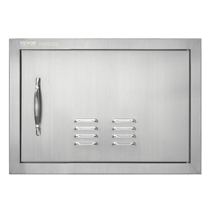 ODDTOOLS BBQ Access Door, 20W x 14H Inch Single Outdoor Kitchen Door, Stainless Steel Flush Mount Door, Wall Vertical Door with Handle and vents, for BBQ Island, Grilling Station, Outside Cabinet