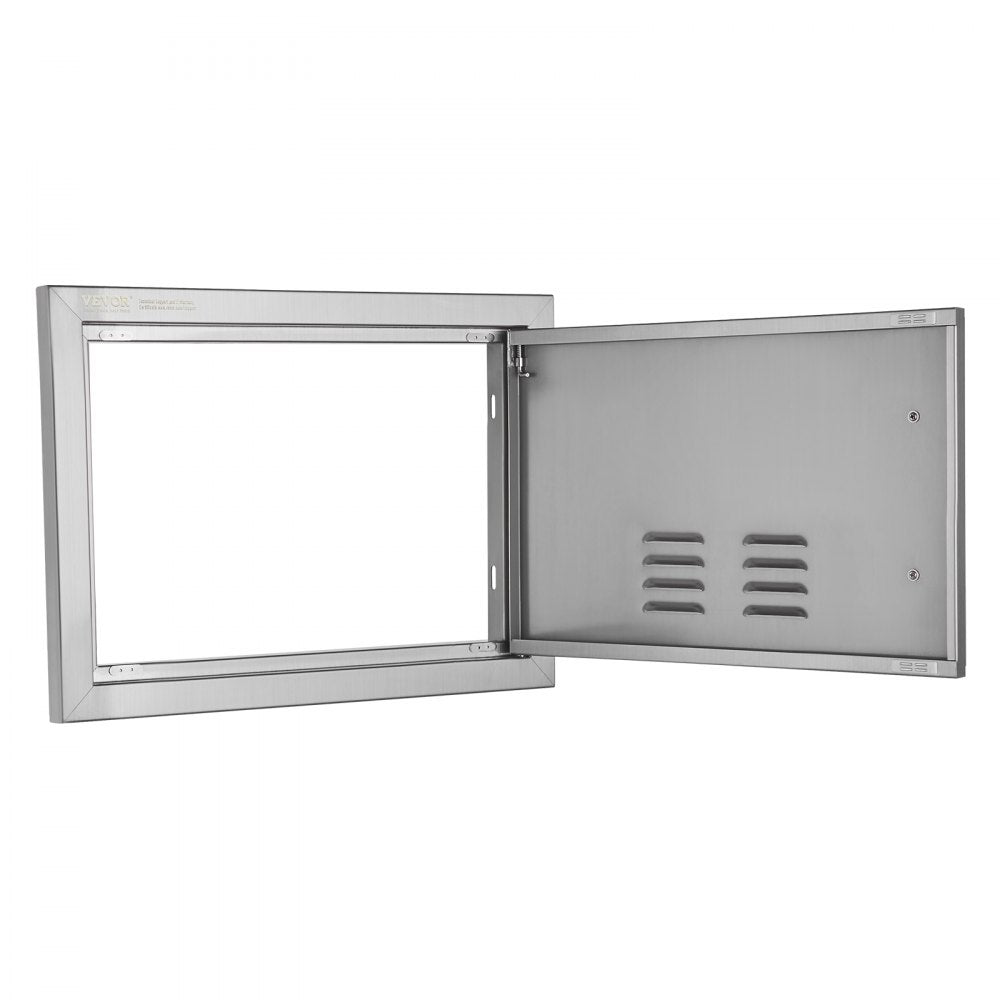 ODDTOOLS BBQ Access Door, 20W x 14H Inch Single Outdoor Kitchen Door, Stainless Steel Flush Mount Door, Wall Vertical Door with Handle and vents, for BBQ Island, Grilling Station, Outside Cabinet