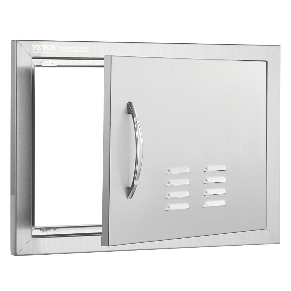 ODDTOOLS BBQ Access Door, 20W x 14H Inch Single Outdoor Kitchen Door, Stainless Steel Flush Mount Door, Wall Vertical Door with Handle and vents, for BBQ Island, Grilling Station, Outside Cabinet