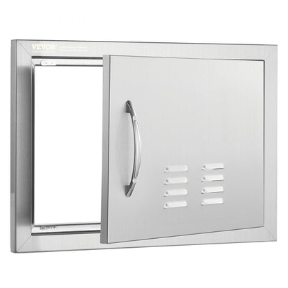 ODDTOOLS BBQ Access Door, 20W x 14H Inch Single Outdoor Kitchen Door, Stainless Steel Flush Mount Door, Wall Vertical Door with Handle and vents, for BBQ Island, Grilling Station, Outside Cabinet
