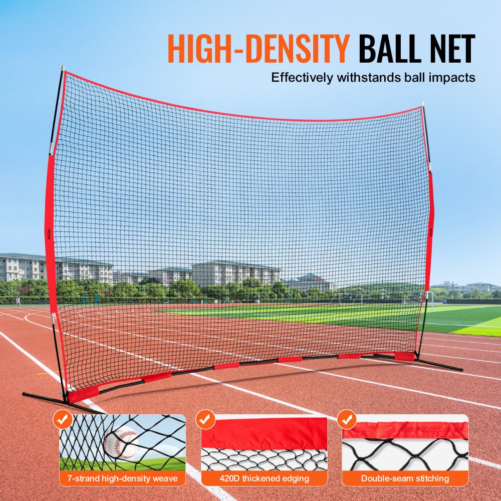 ODDTOOLS Barricade Backstop Net, 16x10 ft Ball Sports Barrier Netting, Portable Practice Equipment with Carry Bag, Protection Screen for Baseball Softball Lacrosse Soccer Hockey Training, for Backyard