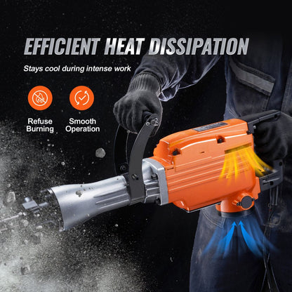 ODDTOOLS Demolition Jack Hammer Concrete Breaker 2200W Electric Hammer 2 Chisel Bits