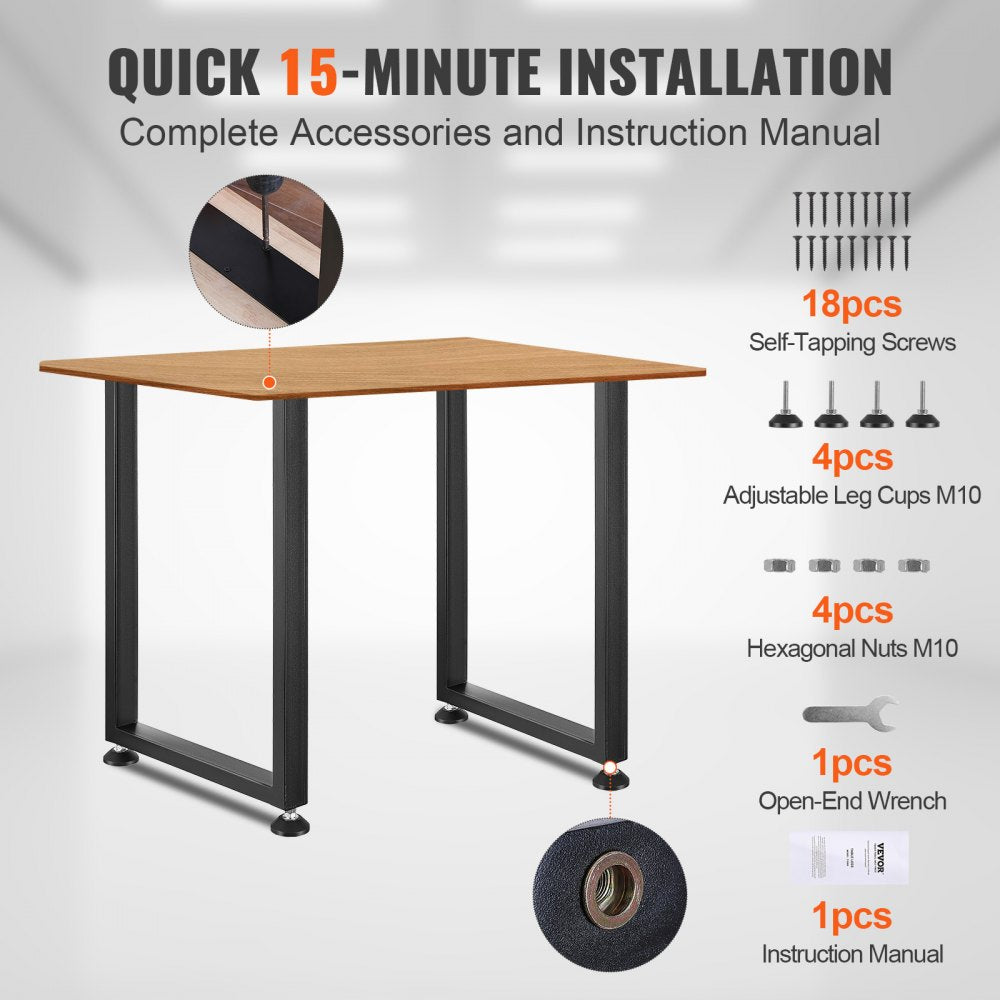 ODDTOOLS 28 Inch Adjustable Furniture Legs, Square Reinforced Steel Office Table legs Set of 2 for DIY, Max Load 1000 lbs Heavy Duty Desk Legs, Quick Instalation & Rich Accessories Legs Black