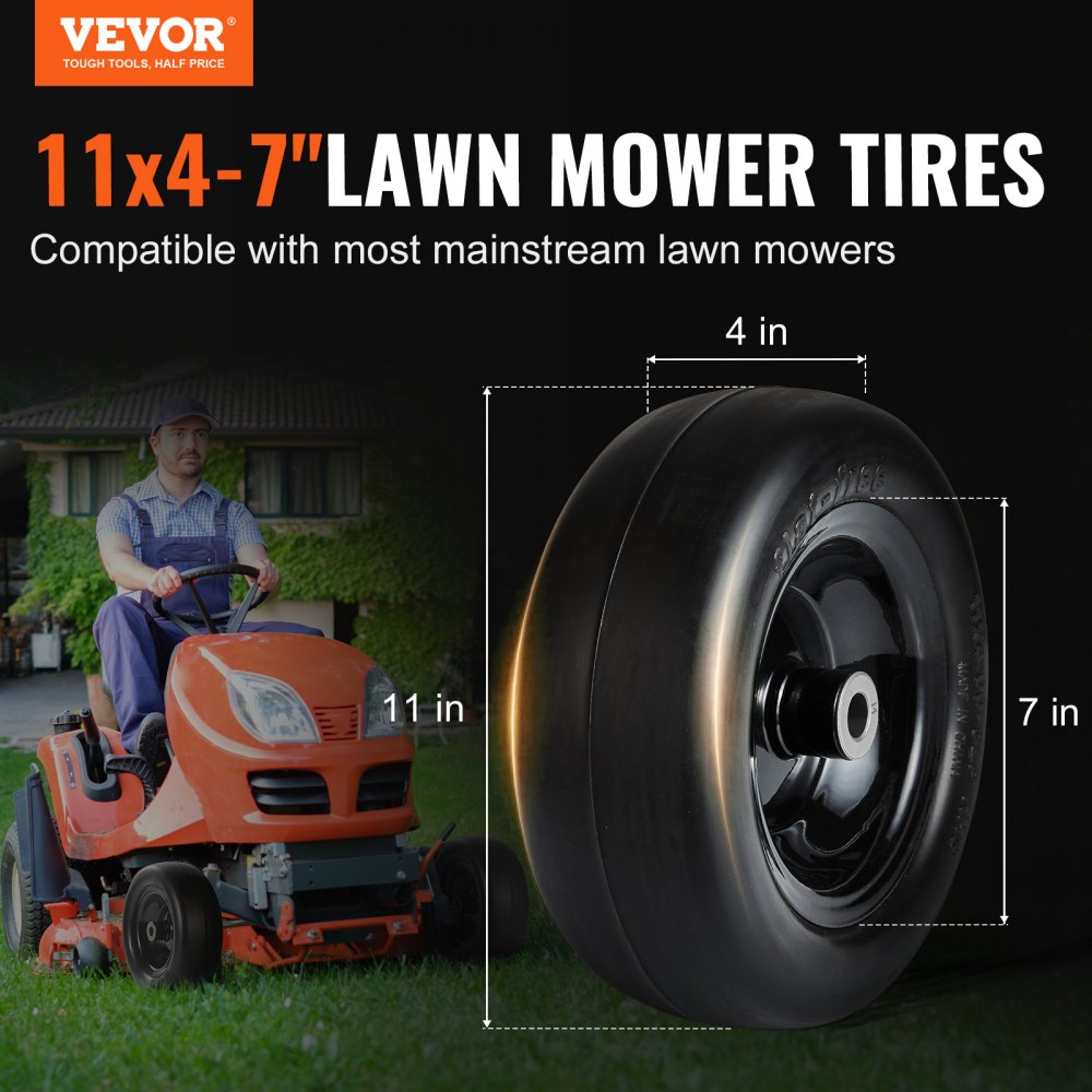 ODDTOOLS Lawn Mower Tires with Rim, 11x4-7