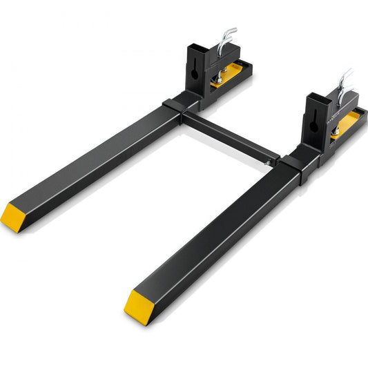 ODDTOOLS  Pallet Forks, 4000 lbs Clamp on Pallet Forks, 60" Total Length Heavy Duty Pallet Forks with Adjustable Stabilizer Bar, Tractor Bucket Forks for Tractor Attachments, Skid Steer, Loader Bucket