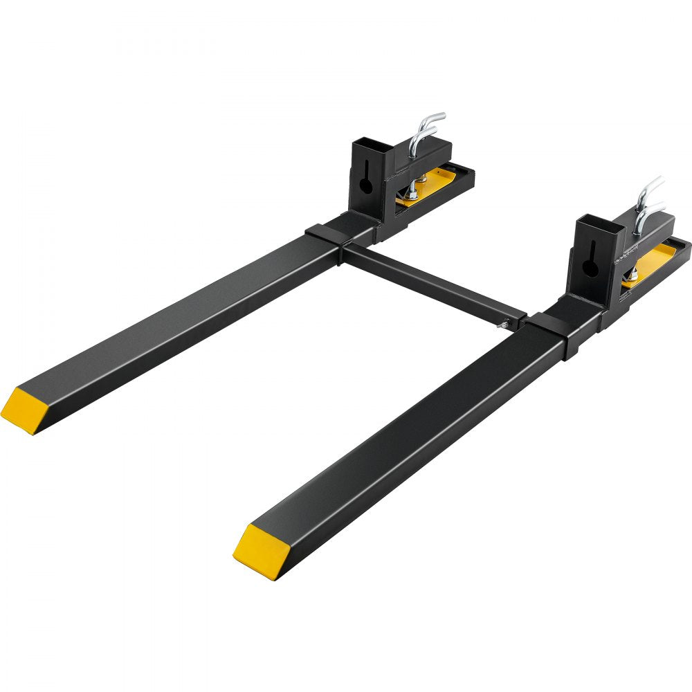 ODDTOOLS  Pallet Forks, 4000 lbs Clamp on Pallet Forks, 60" Total Length Heavy Duty Pallet Forks with Adjustable Stabilizer Bar, Tractor Bucket Forks for Tractor Attachments, Skid Steer, Loader Bucket