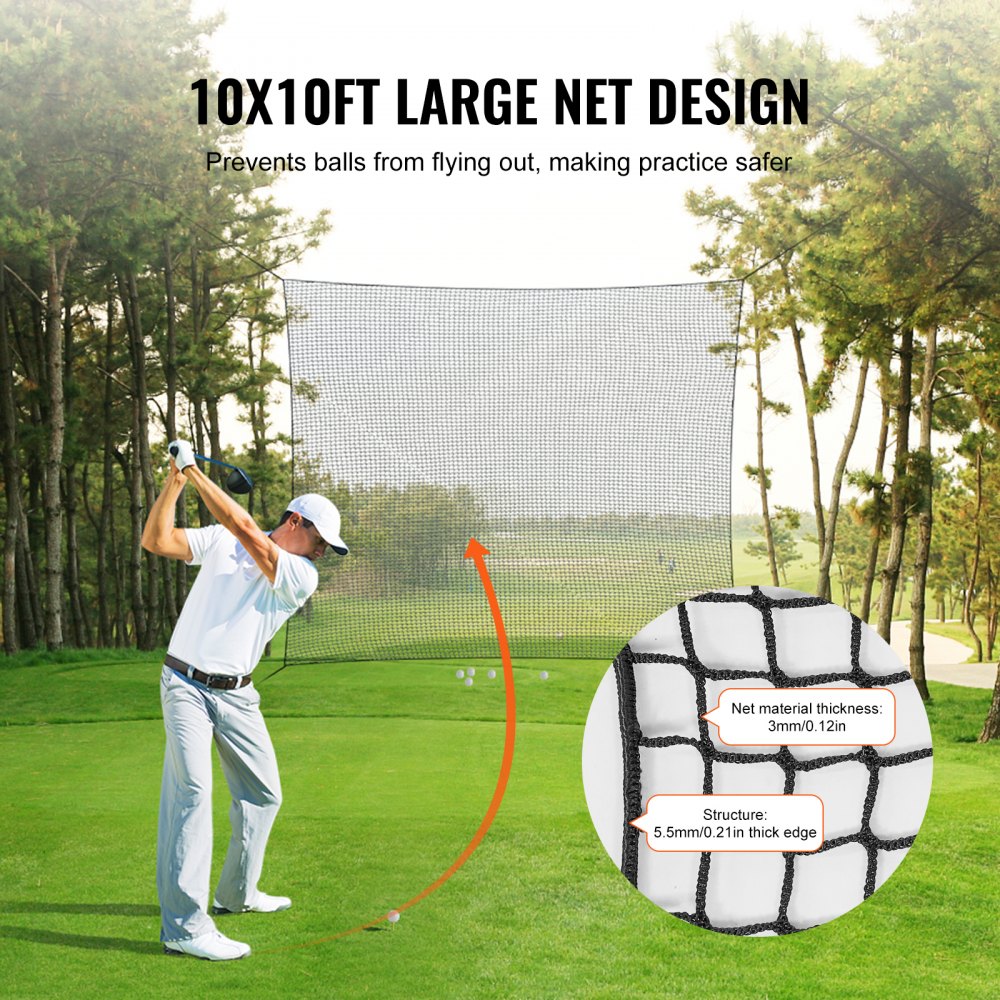 ODDTOOLS 10x10ft Golf Practice Net Indoor Hitting Net for Baseball Hockey Soccer