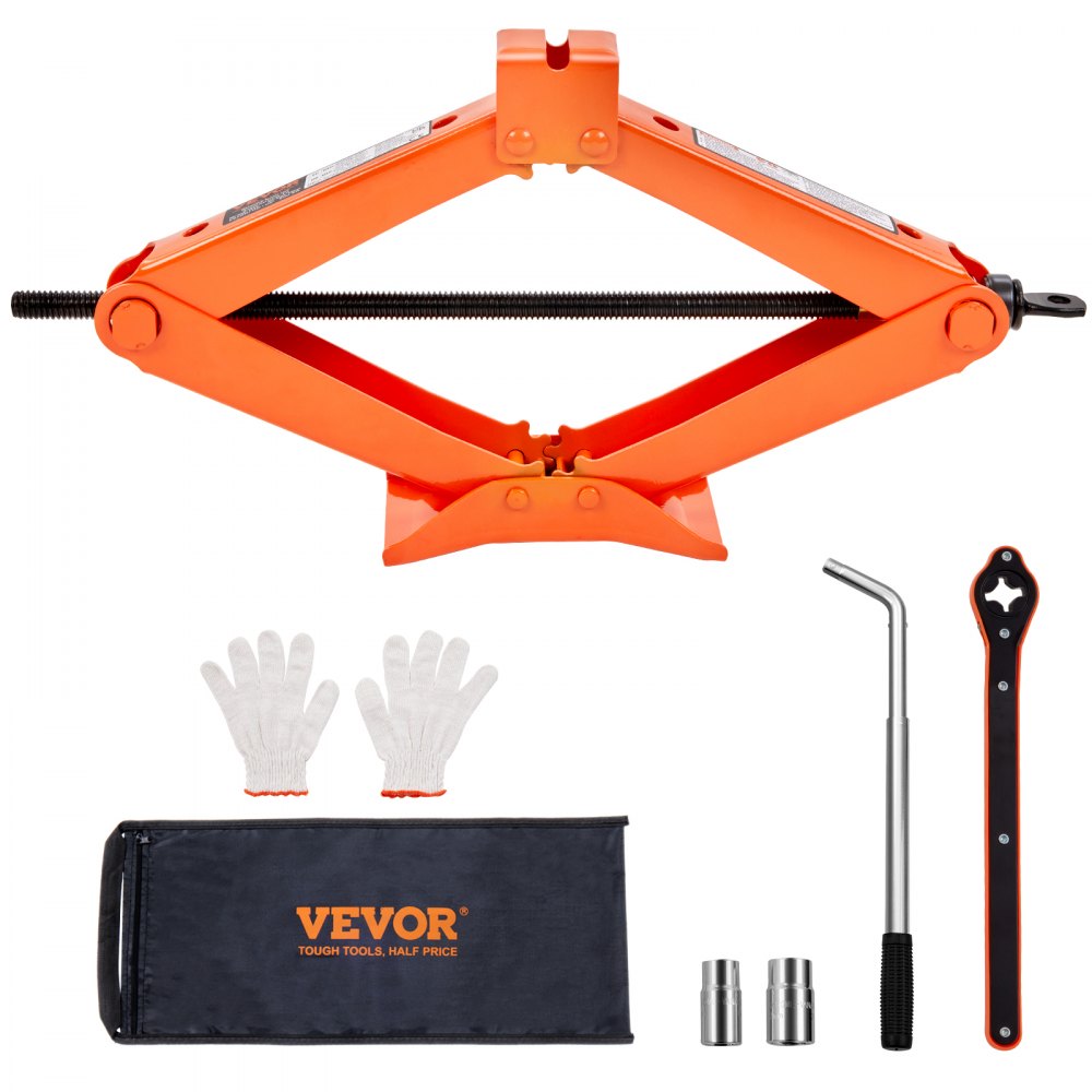 ODDTOOLS Scissor Jack, 2.5 Ton/5512 lbs Scissor Car Jack, 3.7"-17.1" Lifting Range Scissor Lift Jack with Ratcheting Handle and L-Wrench, Portable Tire Jack for Cars Trucks Sedans MPVs