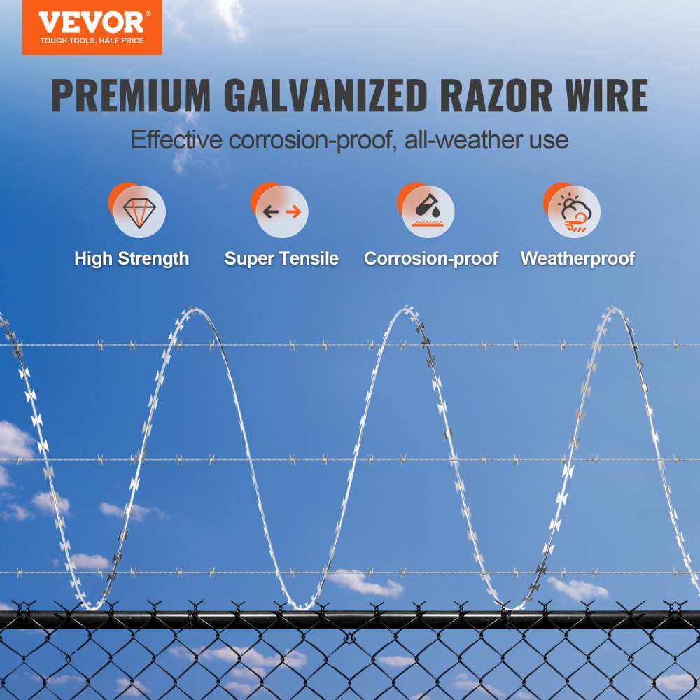 ODDTOOLS Razor Wires, 246 ft Razor Barbed Wire, 5 Rolls Razor Wire Fencing Razor Fence, Razor Ribbon Barbed Wire Galvanized Razor Wire Fence, Rolls Razor for Garden
