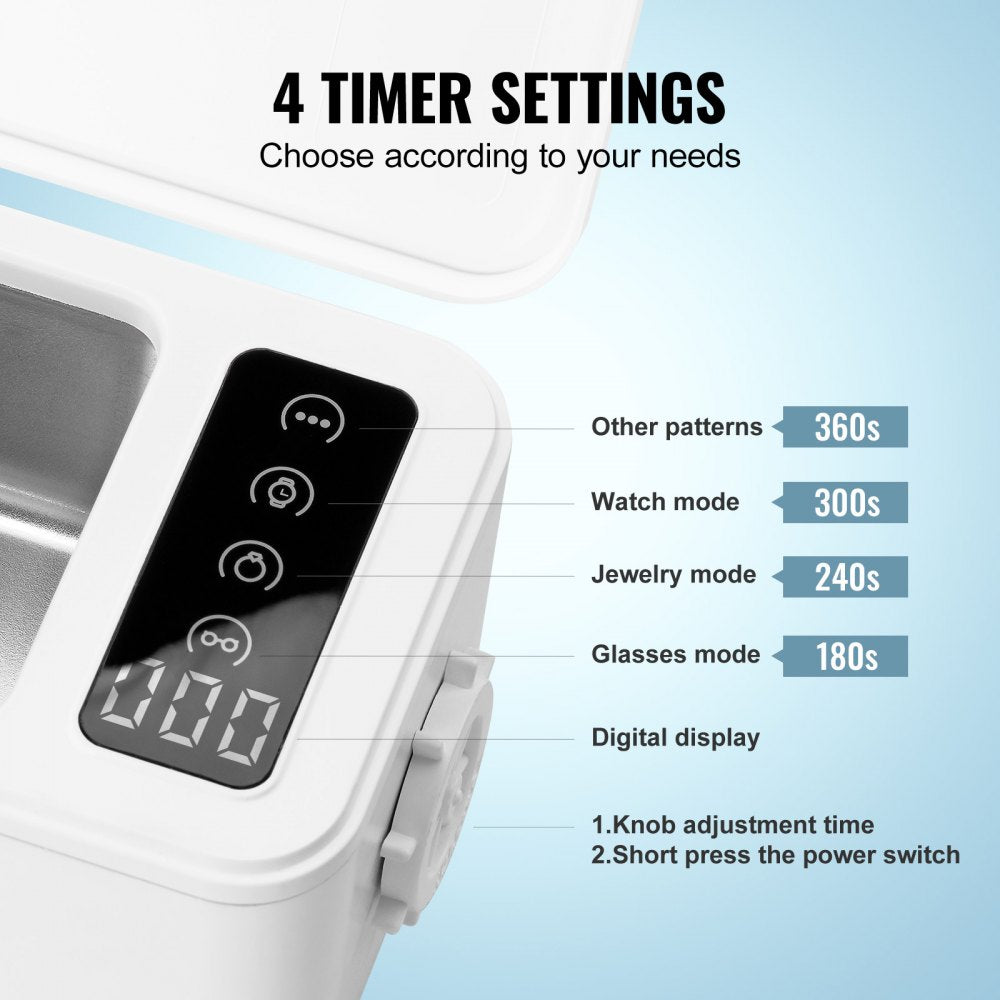 ODDTOOLS Jewelry Cleaner Ultrasonic Machine, Ultrasonic Cleaner Machine 16oz (470ml) with 4 Timer Modes, Portable ultrasonic jewelry cleaner with Cleaning Basket for Eyeglasses, Watches, Dentures, Rings