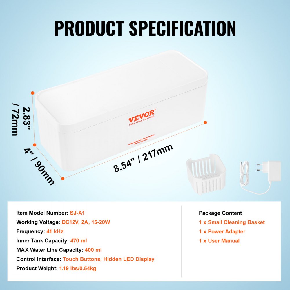 ODDTOOLS Jewelry Cleaner Ultrasonic Machine, Ultrasonic Cleaner Machine 16oz (470ml) with 4 Timer Modes, Portable ultrasonic jewelry cleaner with Cleaning Basket for Eyeglasses, Watches, Dentures, Rings