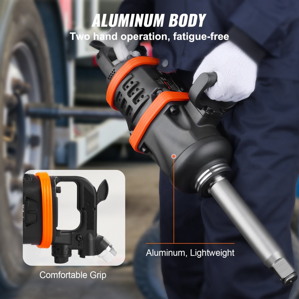 ODDTOOLS 1 Inch Air Impact Wrench, Up to 5175 ft-lbs Beast Reverse Torque Output Pneumatic Impact Gun w/ 8 Inch Extended Anvil for Repairs and Maintenance of Heavy Duty Machinery / Semi-Truck / Bus