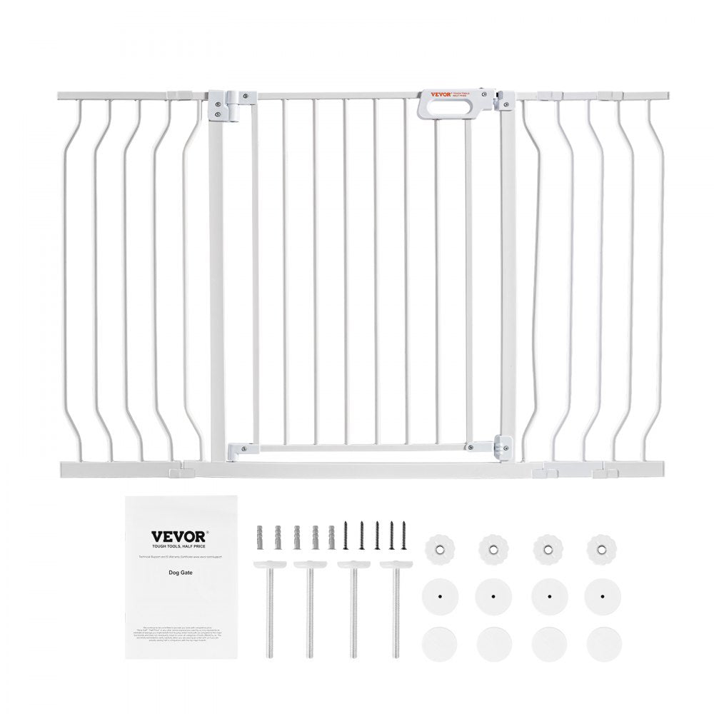ODDTOOLS Baby Gate, 29.5"-53" Extra Wide, 30" High, Dog Gate for Stairs Doorways and House, Easy Step Walk Thru Auto Close Child Gate Pet Security Gate with Pressure Mount Kit and Wall Mount Kit, White